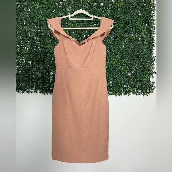 NWT Bardot Eva Snake Blush Rose Pink Corset Off Shoulder Midi Dress Size 8 M - Picture 1 of 11